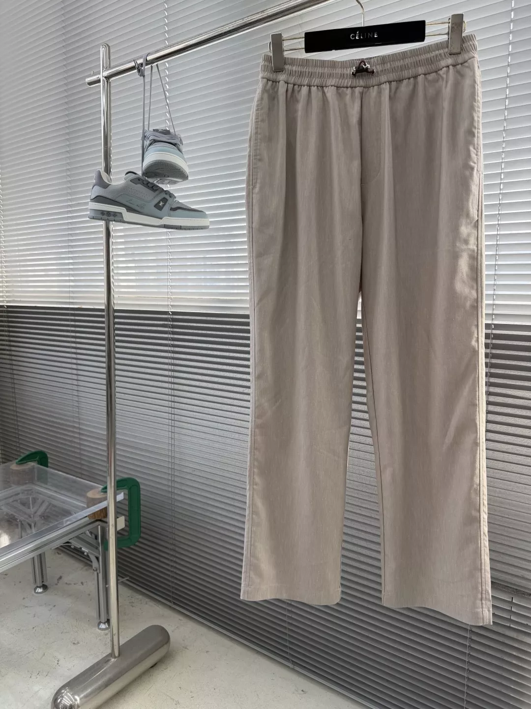로로피아나 카키 린넨 혼방 밴딩 캐주얼 팬츠 상세 이미지 1