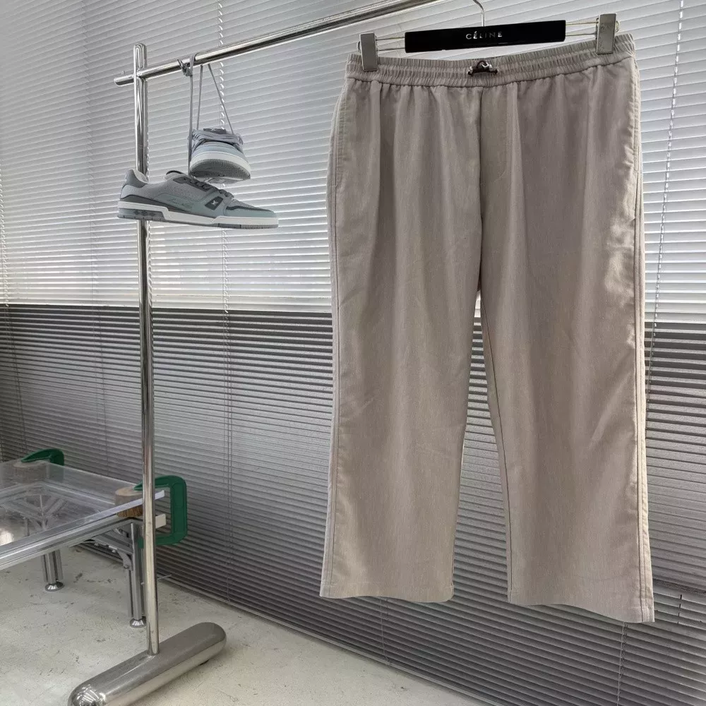 로로피아나 카키 린넨 혼방 밴딩 캐주얼 팬츠