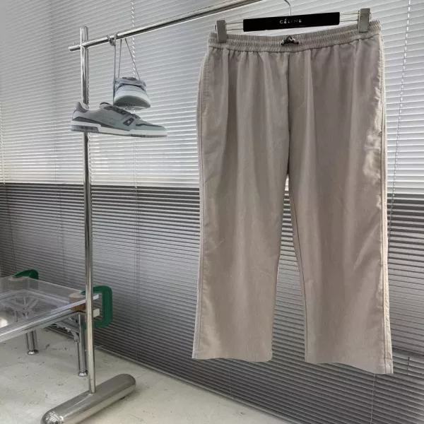 로로피아나 카키 린넨 혼방 밴딩 캐주얼 팬츠