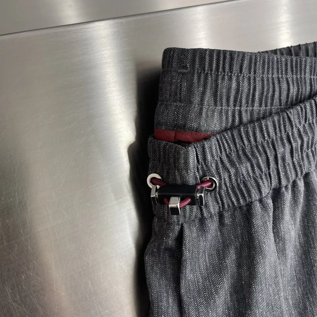 로로피아나 카키 린넨 블렌드 밴딩 캐쥬얼 팬츠 상세 이미지 3