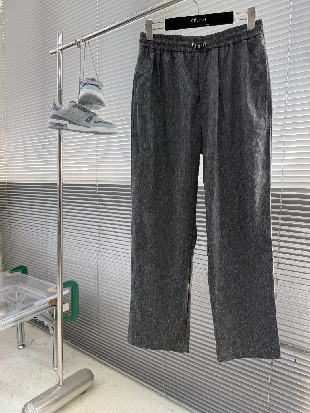 로로피아나 카키 린넨 블렌드 밴딩 캐쥬얼 팬츠 상세 이미지 1