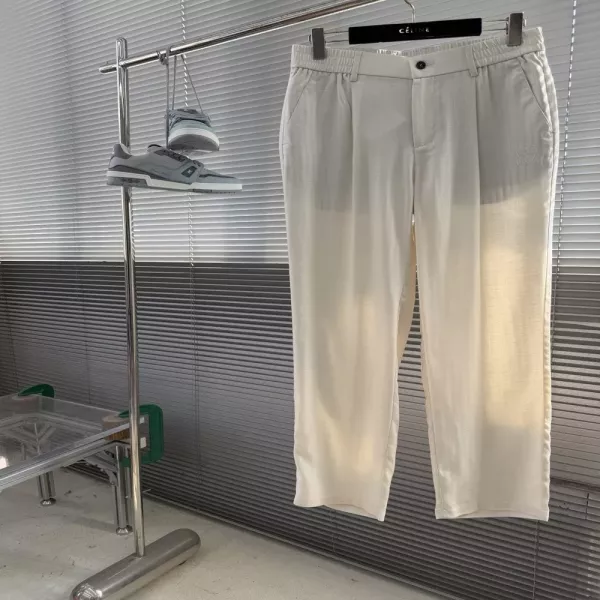 브루넬로쿠치넬리 텐셀 린넨 헤링본 스트레이트 팬츠
