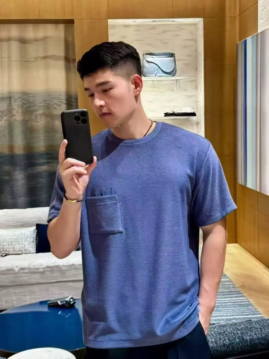 디올 포켓 자수 테리 코튼 반소매 티셔츠 상세 이미지 14