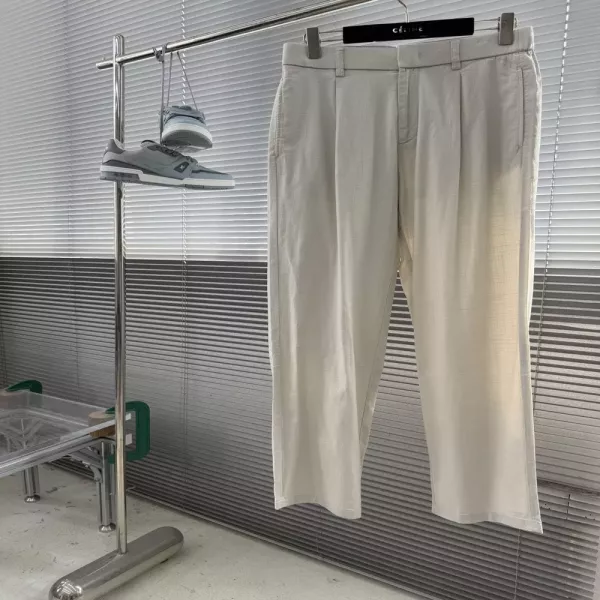 로로피아나 코튼 린넨 혼방 베이직 롱 팬츠
