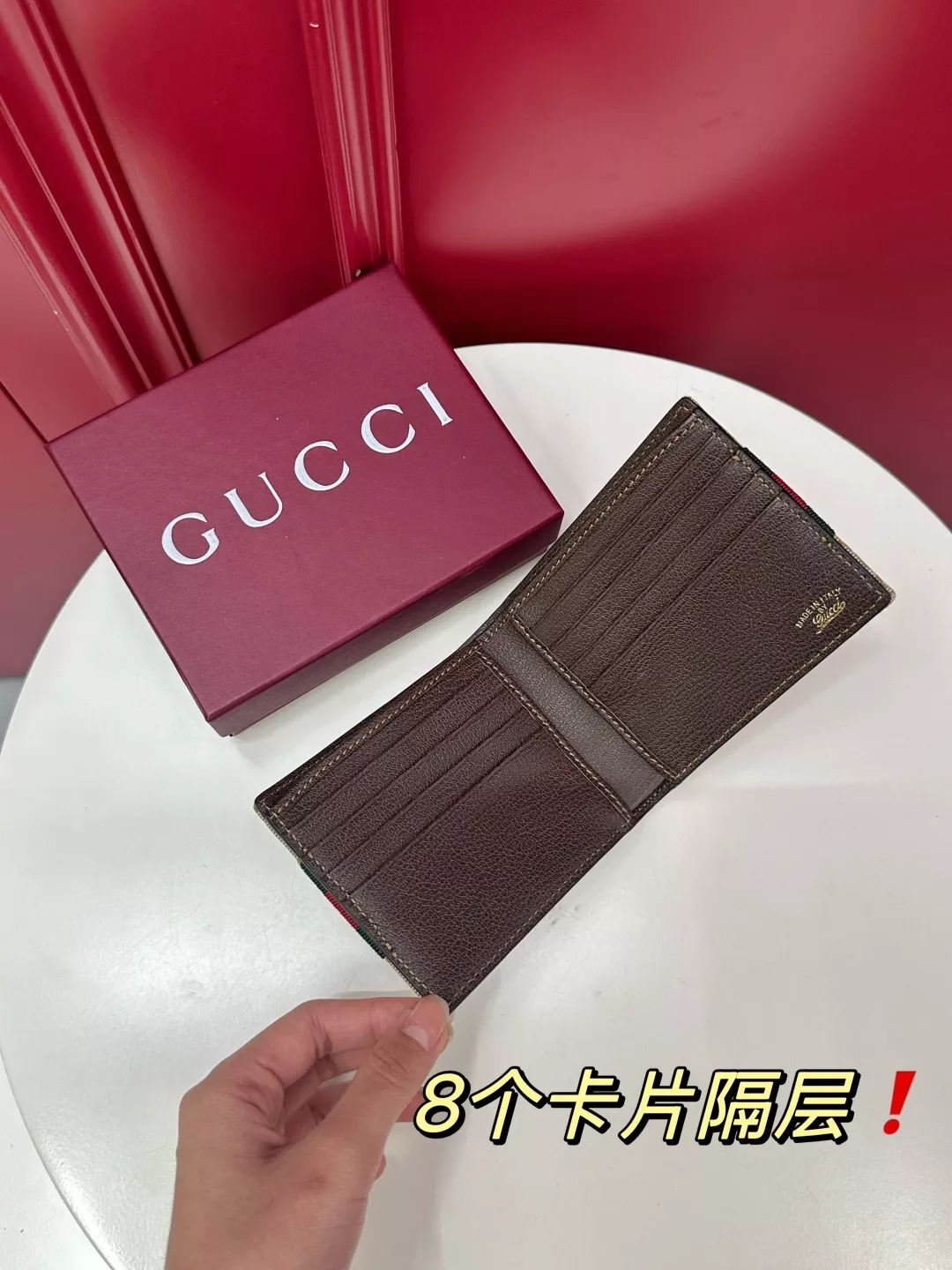 구찌 웹 스트랩 더블 폴드 캔버스 반지갑 상세 이미지 20