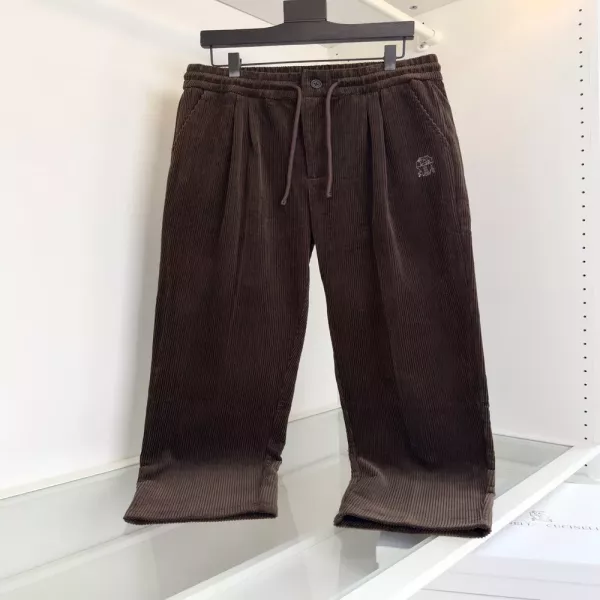 브루넬로쿠치넬리 코듀로이 자수 드로스트링 와이드 캐주얼 팬츠