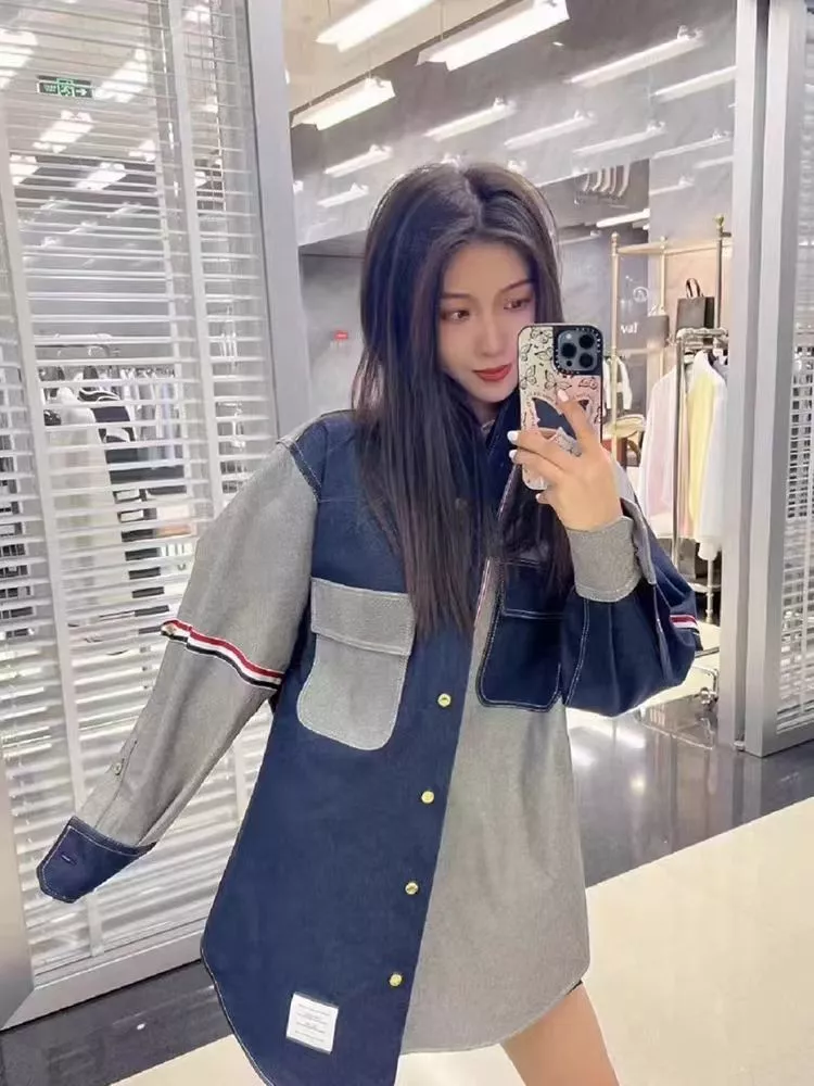 톰브라운 배색 데님 긴소매 긴소매 셔츠 상세 이미지 19
