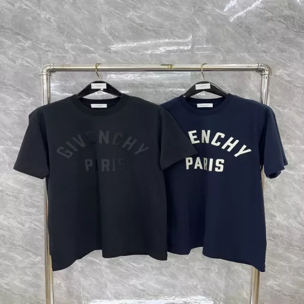 지방시 새틴 레터링 코튼 반소매 티셔츠