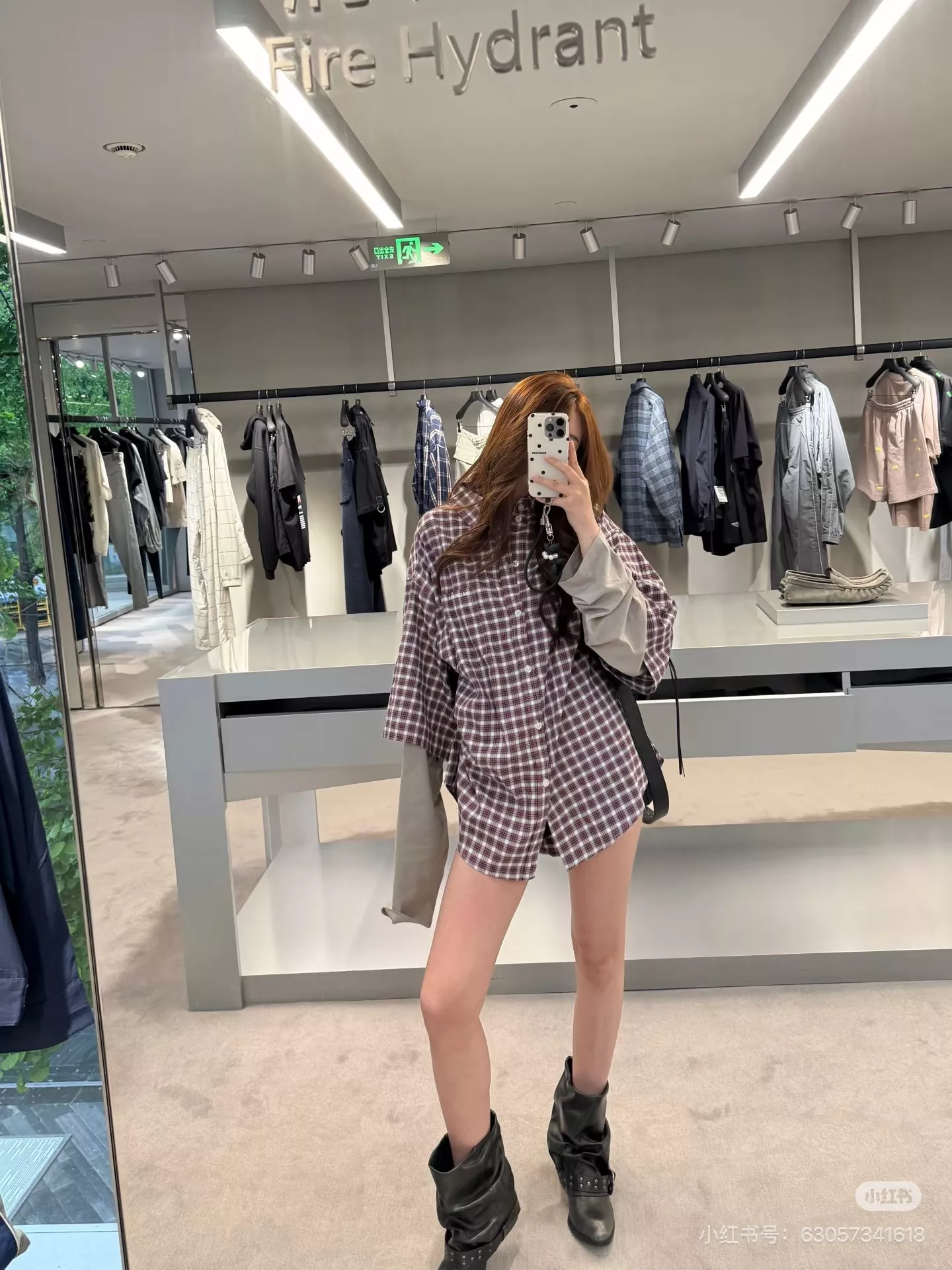 발렌시아가 레드 체크 레이어드 긴소매 셔츠 상세 이미지 38