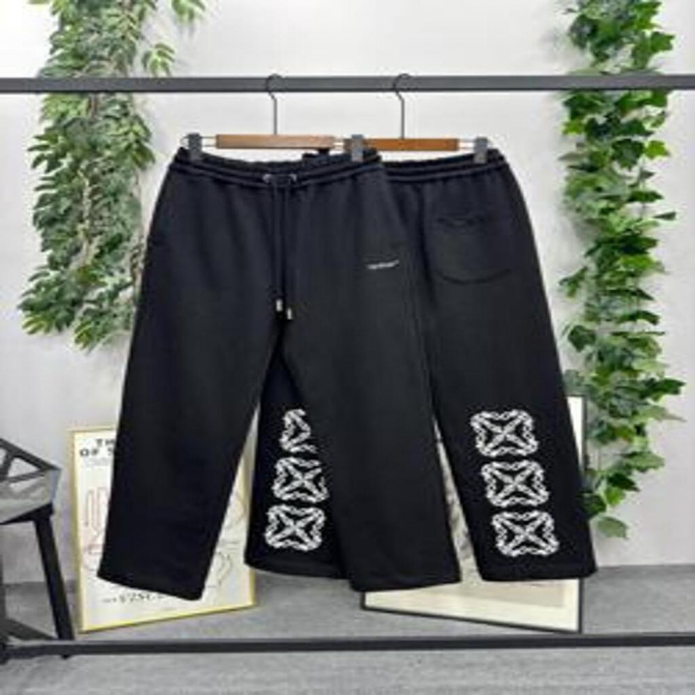 오프화이트 2025 FW 플라워 애로우 와이드핏 조거팬츠