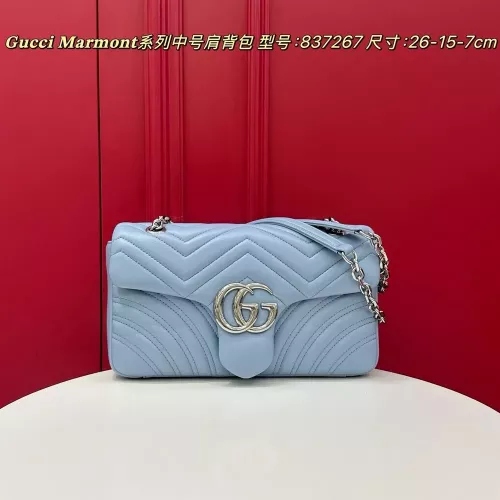 구찌 마몬트 시리즈 퀼팅 중형 체인 숄더백