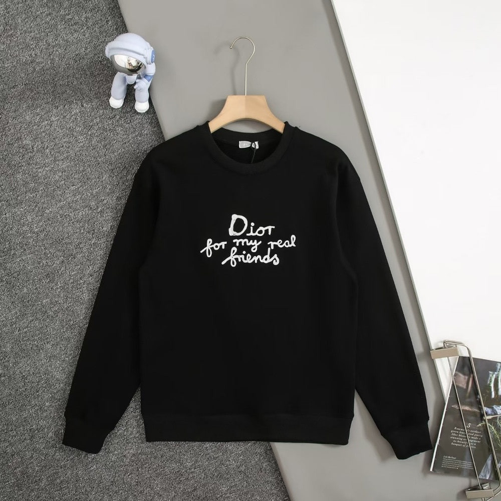 디올 레터 자수 긴소매 맨투맨 티셔츠