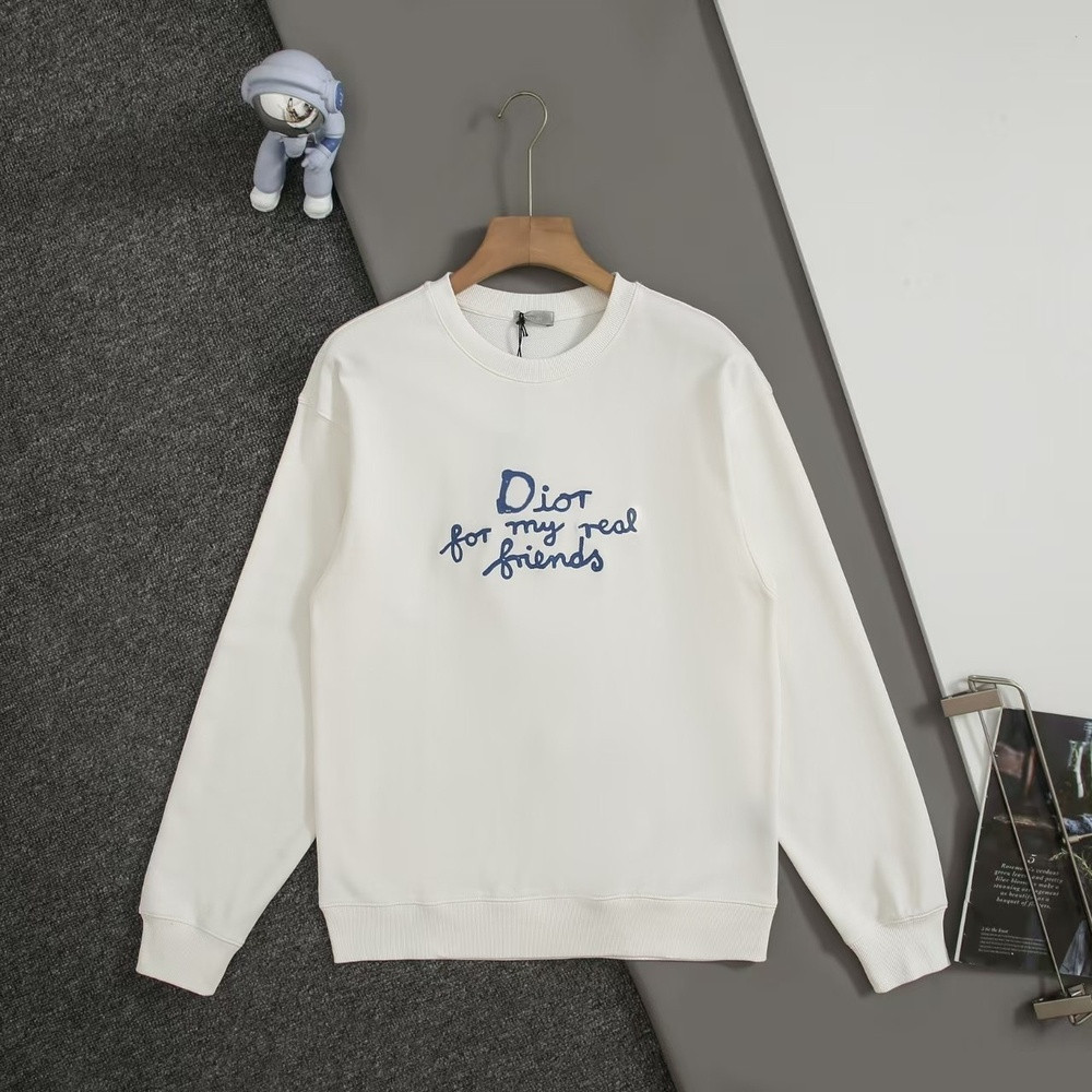 디올 레터 자수 긴소매 맨투맨 티셔츠