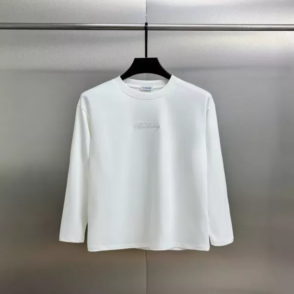 버버리 체크 자수 로고 배색 긴소매 티셔츠