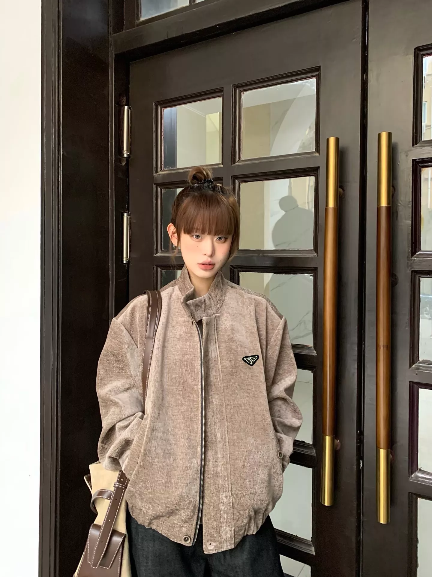 프라다 트리 텍스처 해링턴 집업 재킷 상세 이미지 23