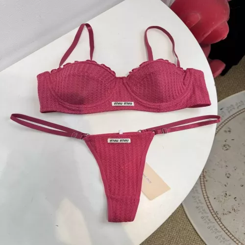 미우미우 와플 레이스 브라팬티 세트