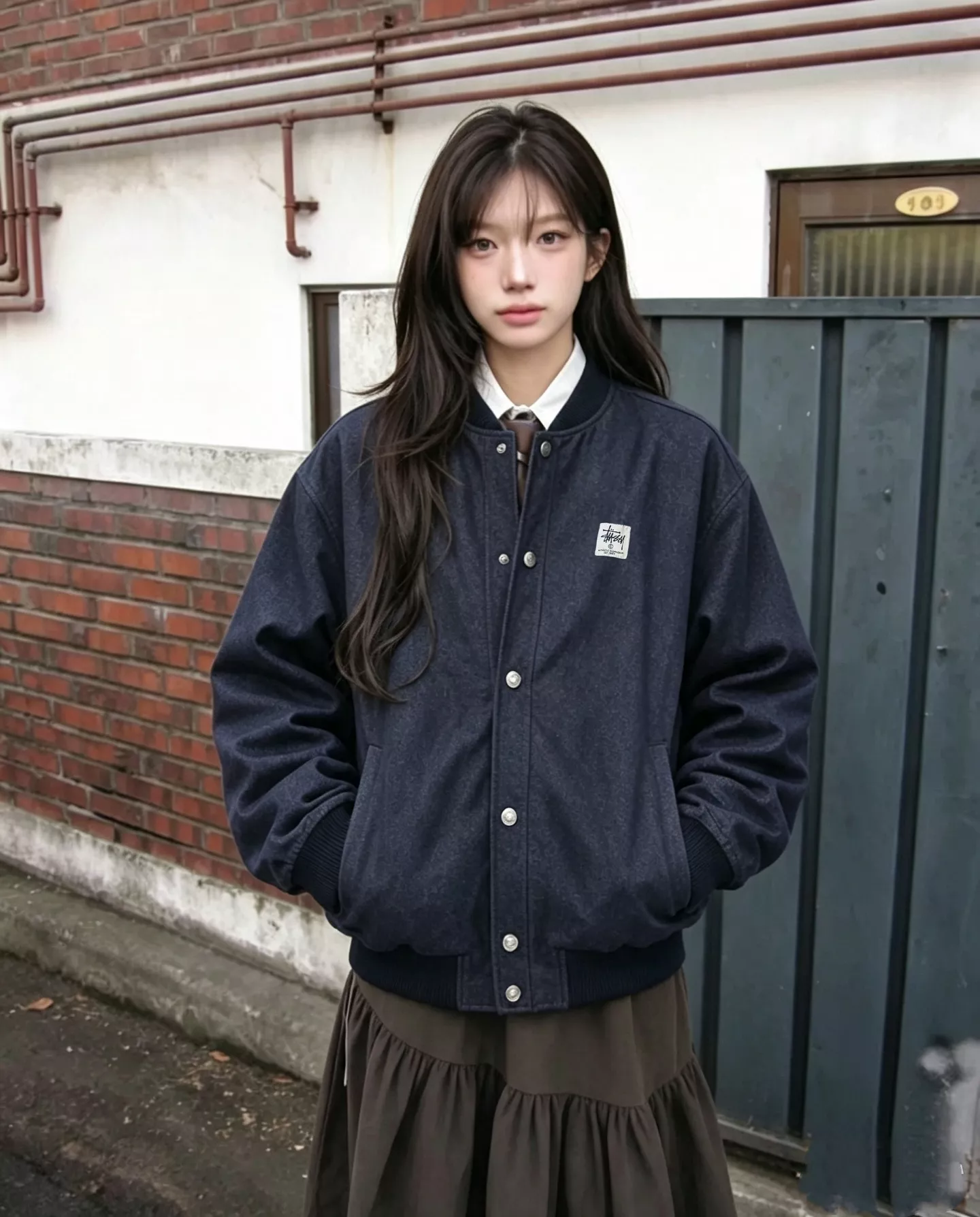 스투시 워시드 데님 복고 항공 재킷 상세 이미지 23