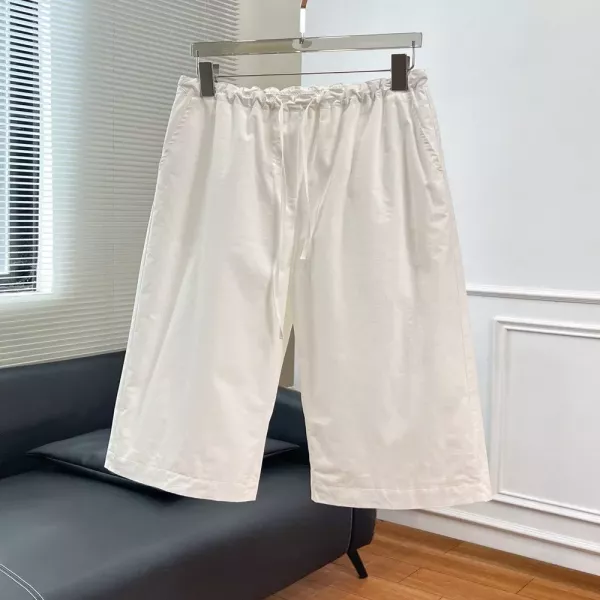 더로우 워싱 코튼 드로스트링 와이드 하프 팬츠