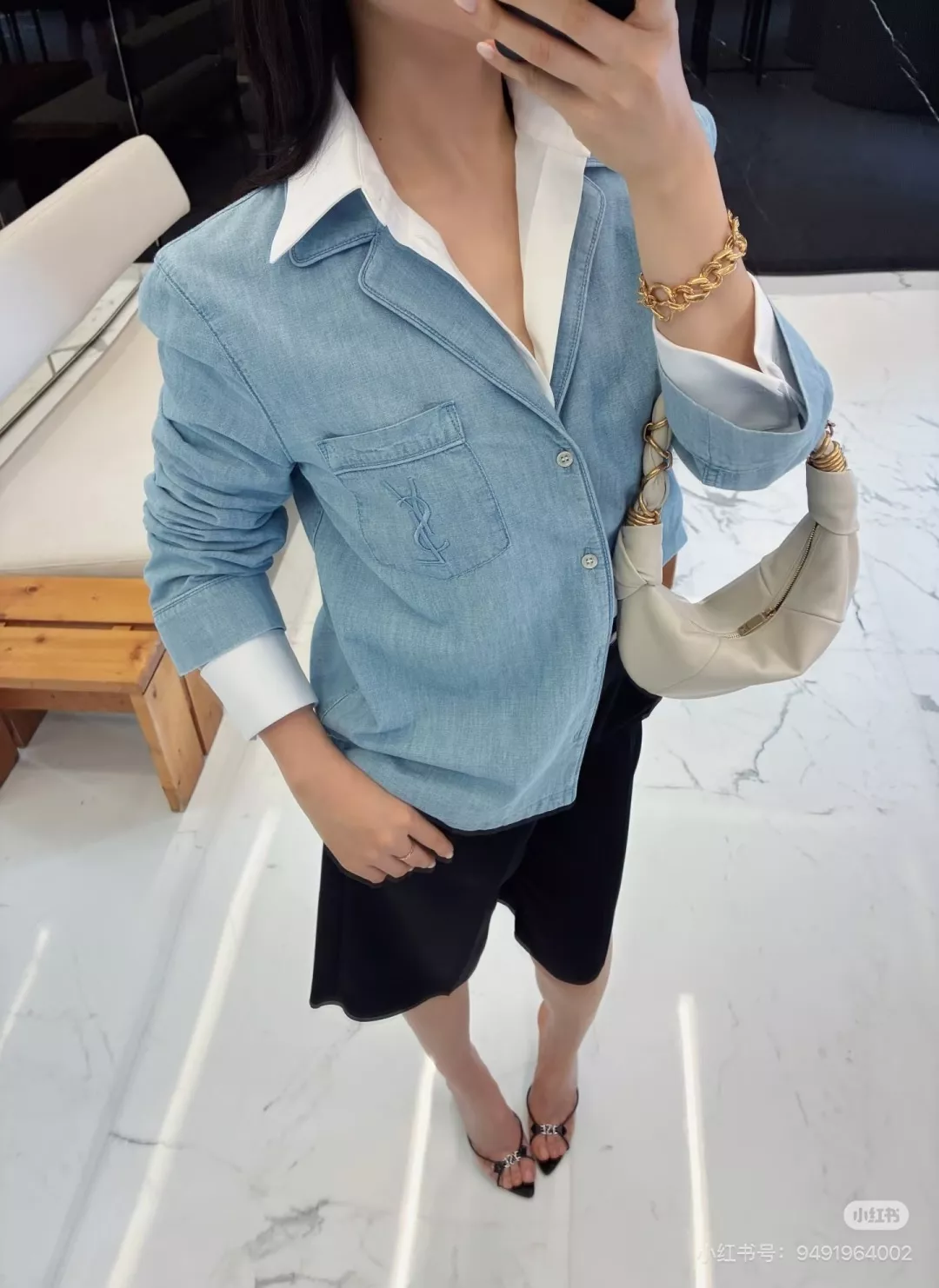 입생로랑 샴브레이 파자마풍 데님 셔츠 상세 이미지 19