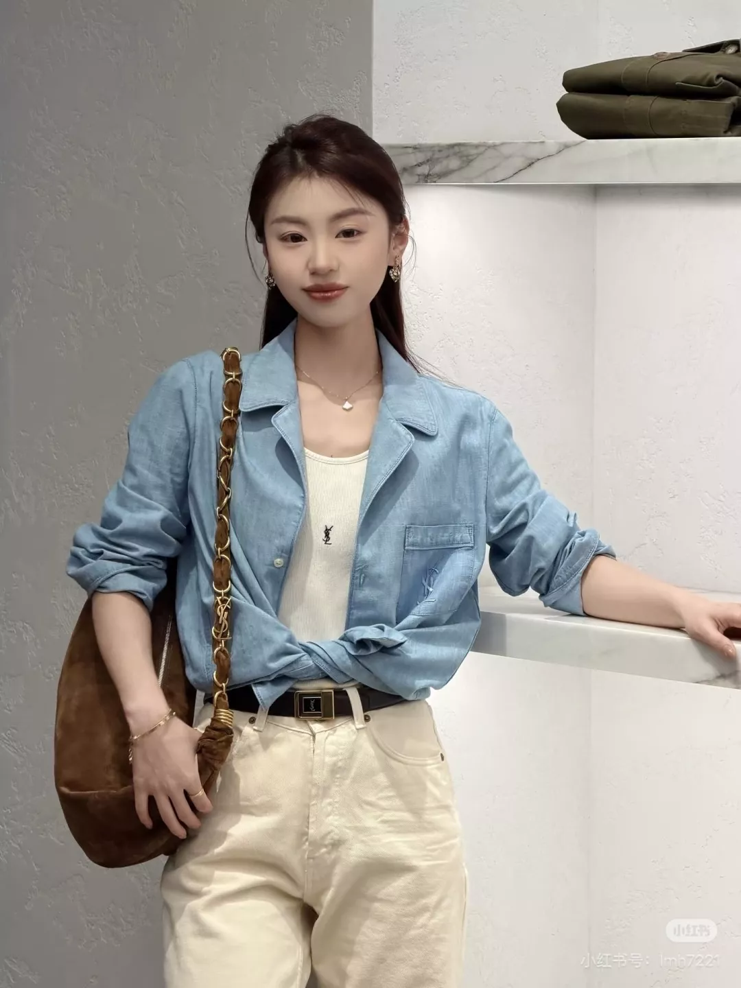 입생로랑 샴브레이 파자마풍 데님 셔츠 상세 이미지 24