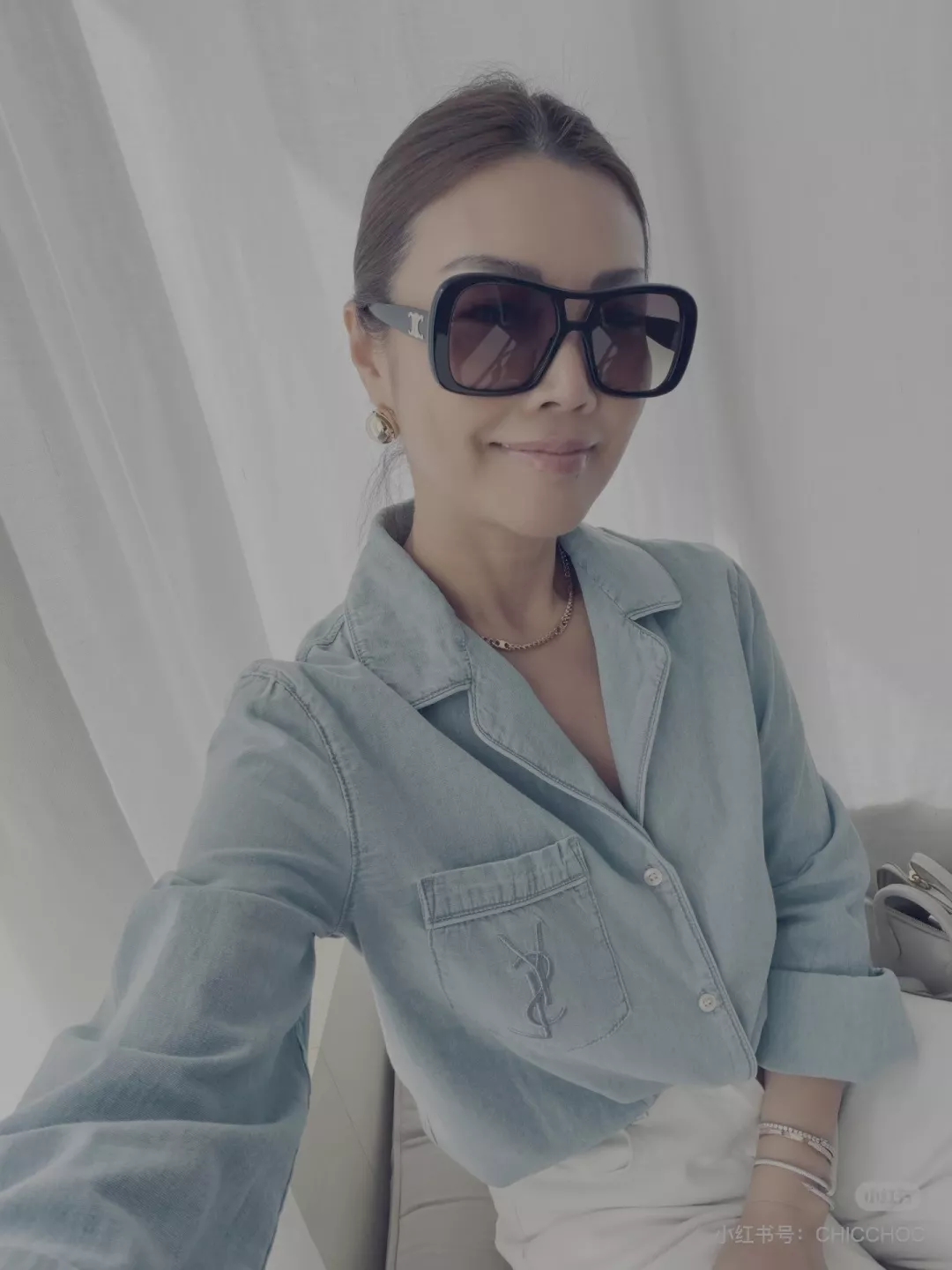 입생로랑 샴브레이 파자마풍 데님 셔츠 상세 이미지 14