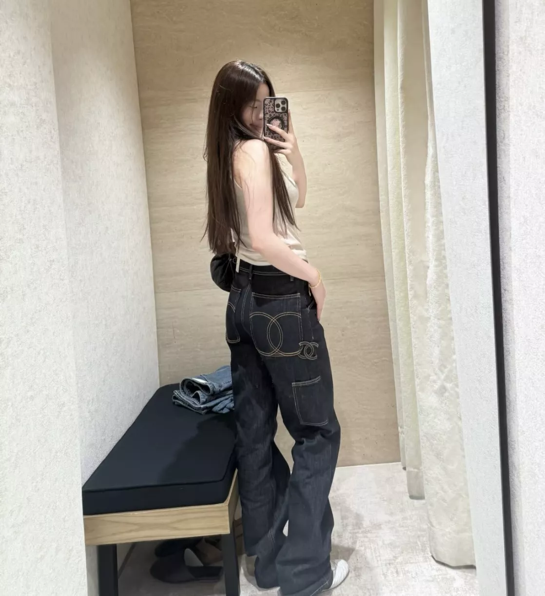 샤넬 중허리 스트레이트 워시드 멀티포켓 데님 팬츠 상세 이미지 11