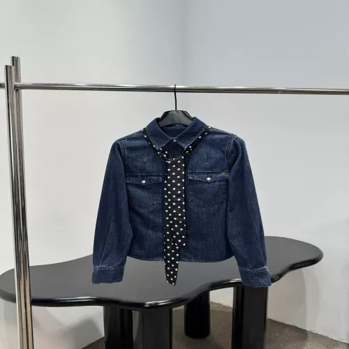발렌티노 도트 쉬폰 스카프 데님 재킷
