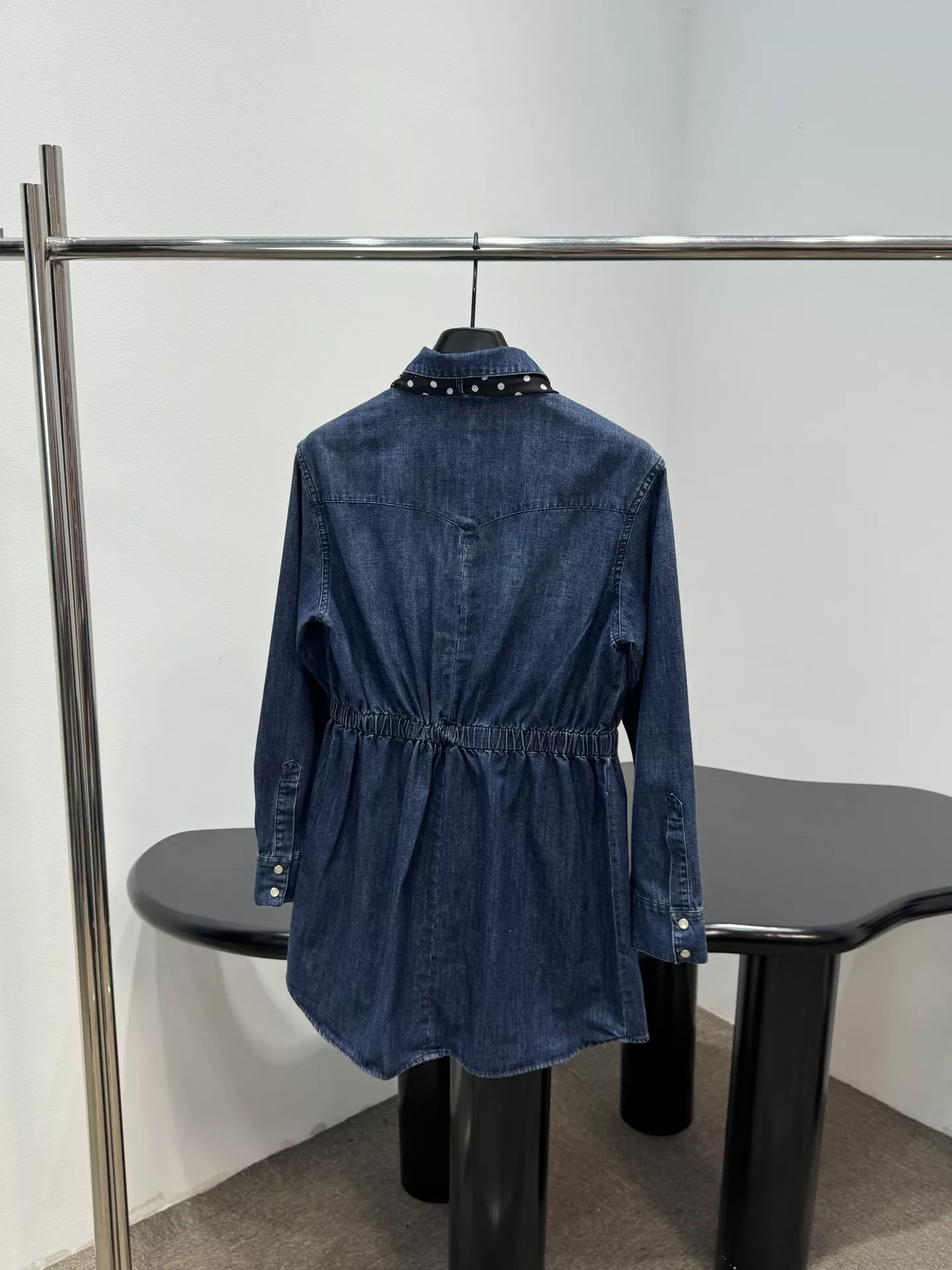 발렌티노 도트 스카프 데님 원피스 상세 이미지 3