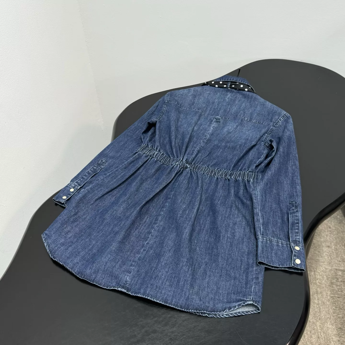 발렌티노 도트 스카프 데님 원피스 상세 이미지 9