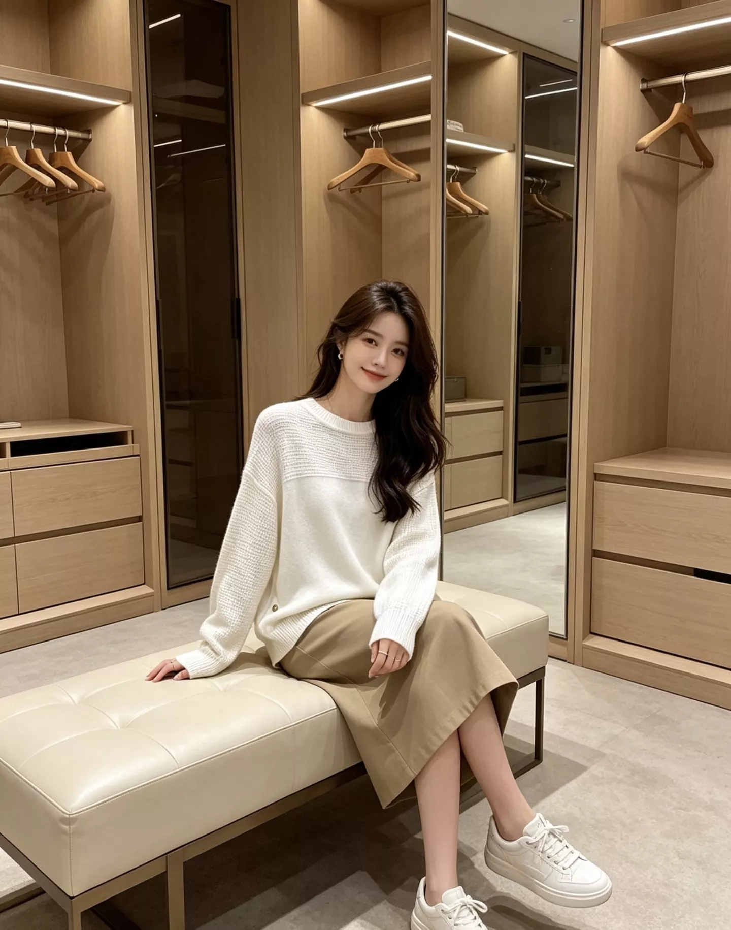 에르메스 라운드넥 와플 텍스처 루즈핏 긴소매 니트 상세 이미지 34