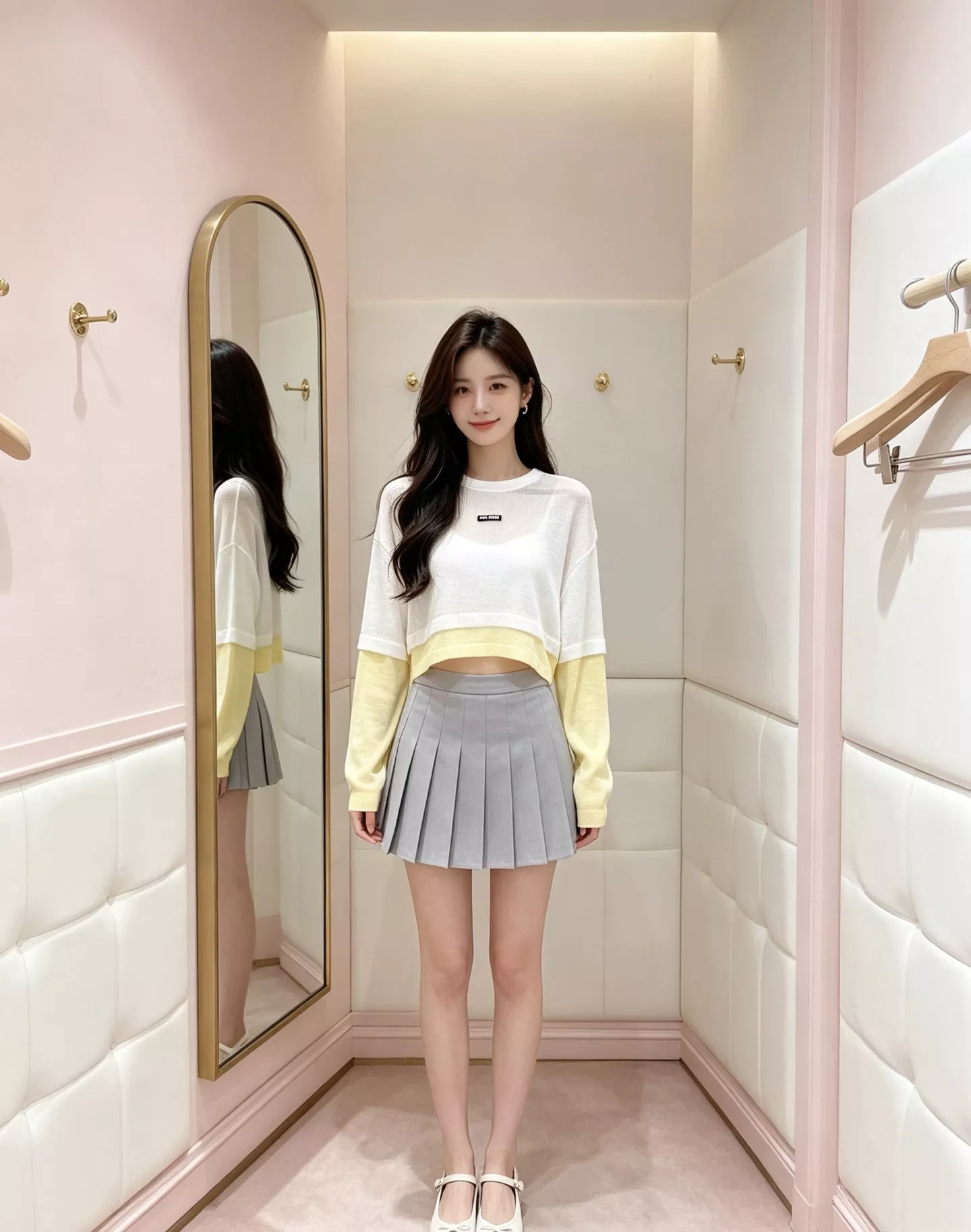 미우미우 배색 패치워크 크롭 펀칭 니트 상세 이미지 29