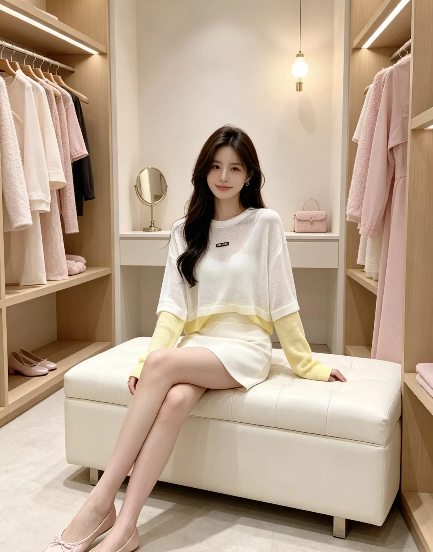 미우미우 배색 패치워크 크롭 펀칭 니트 상세 이미지 31