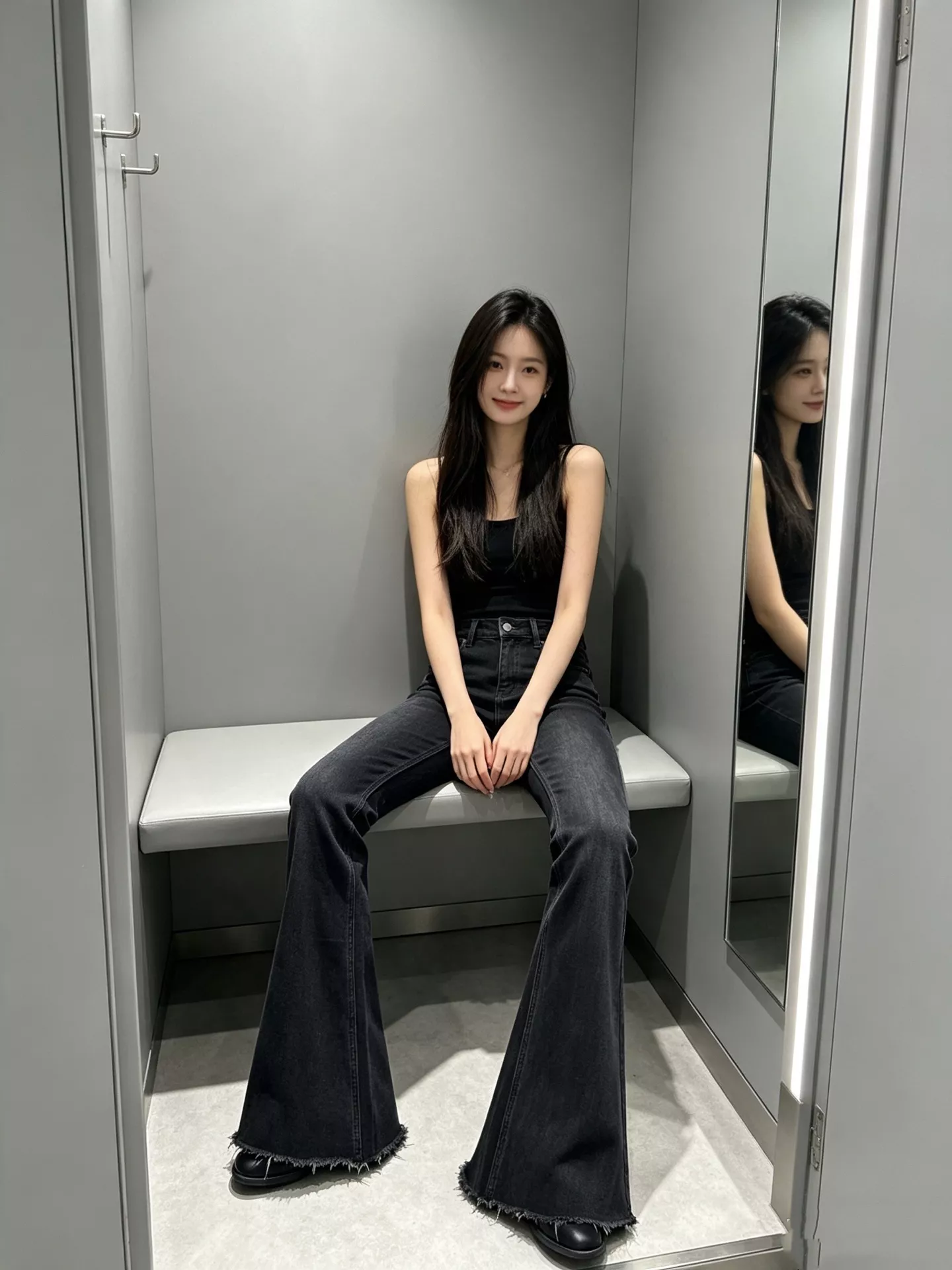 발렌시아가 미드라이즈 마감 디테일 부츠컷 데님 팬츠 상세 이미지 19