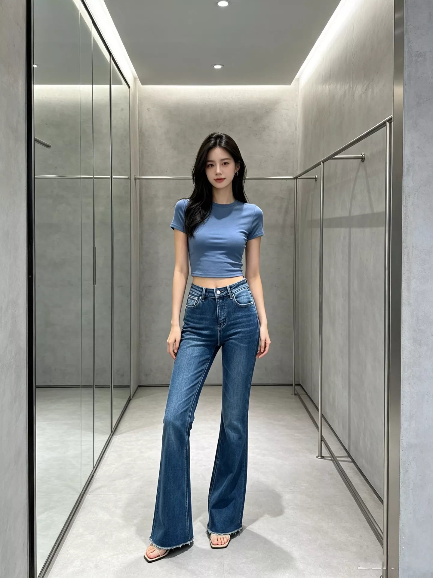 발렌시아가 미드라이즈 마감 디테일 부츠컷 데님 팬츠 상세 이미지 41