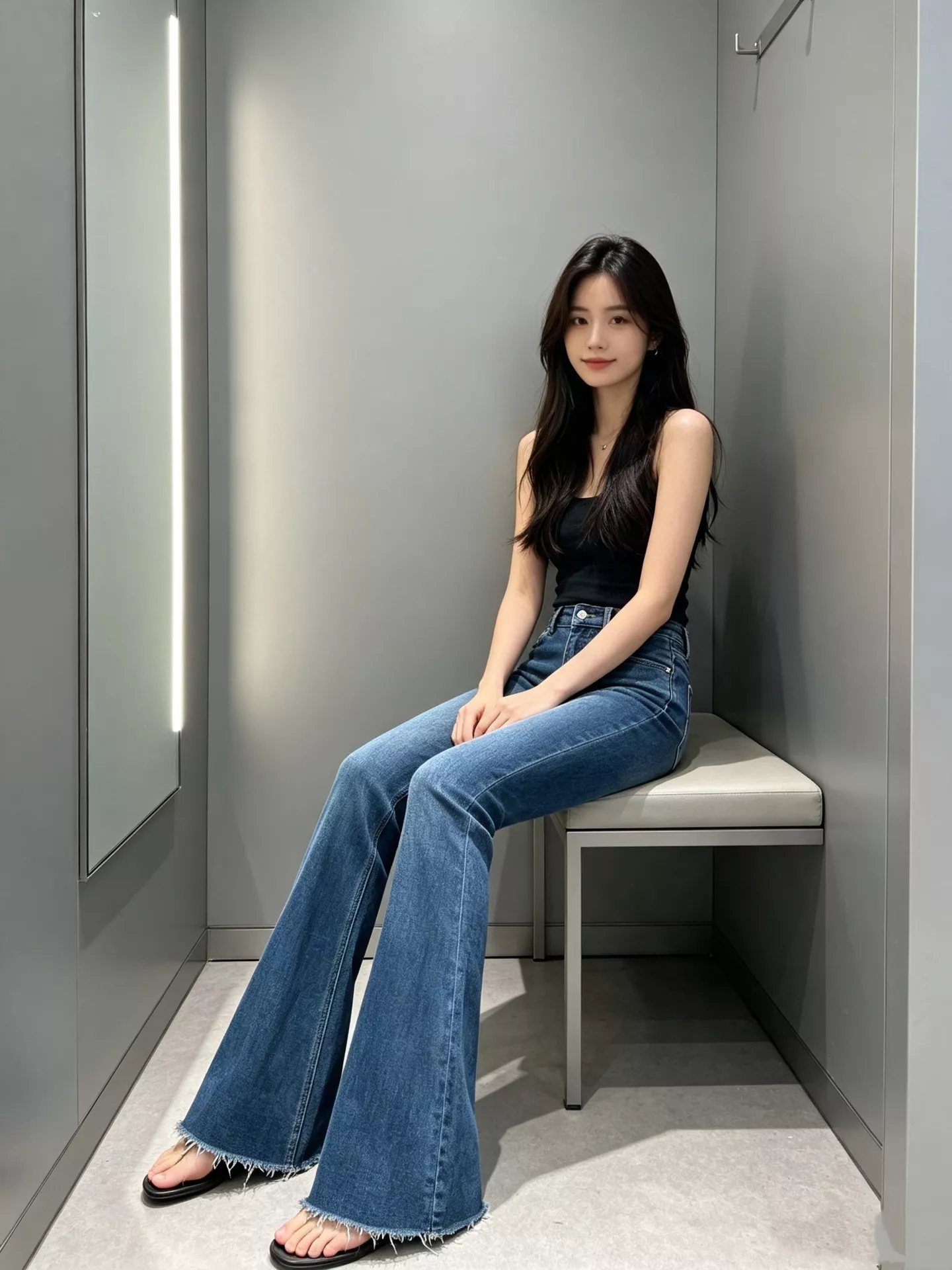 발렌시아가 미드라이즈 마감 디테일 부츠컷 데님 팬츠 상세 이미지 44