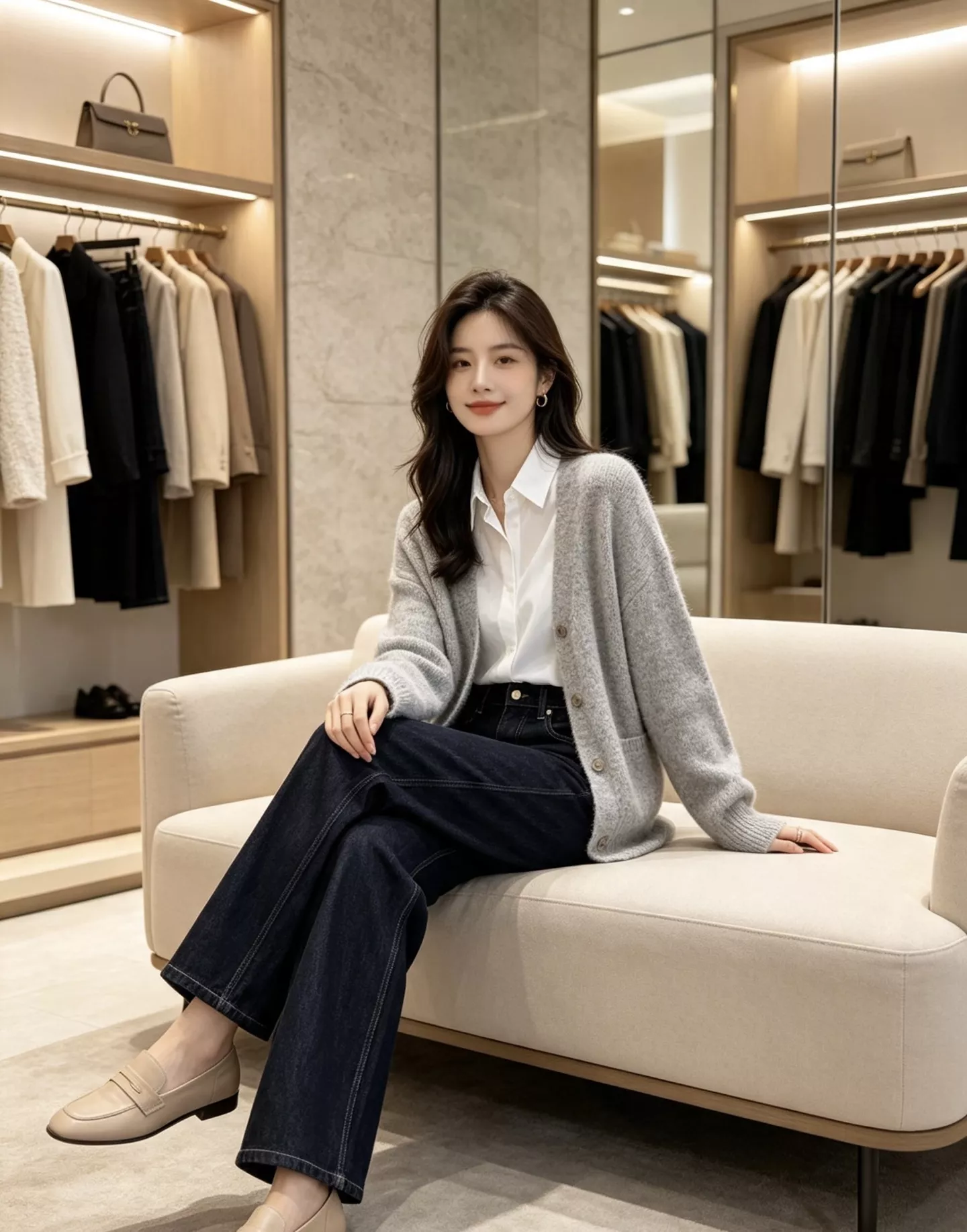 브루넬로쿠치넬리 하이웨이스트 스트레이트 와이드 데님 팬츠 상세 이미지 15