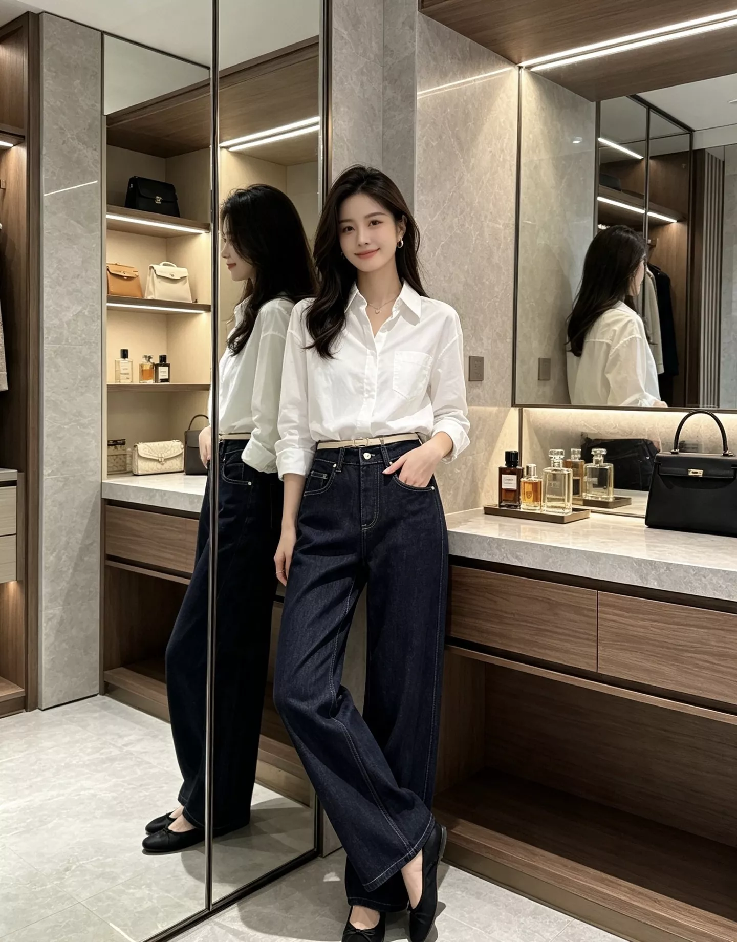 브루넬로쿠치넬리 하이웨이스트 스트레이트 와이드 데님 팬츠 상세 이미지 18