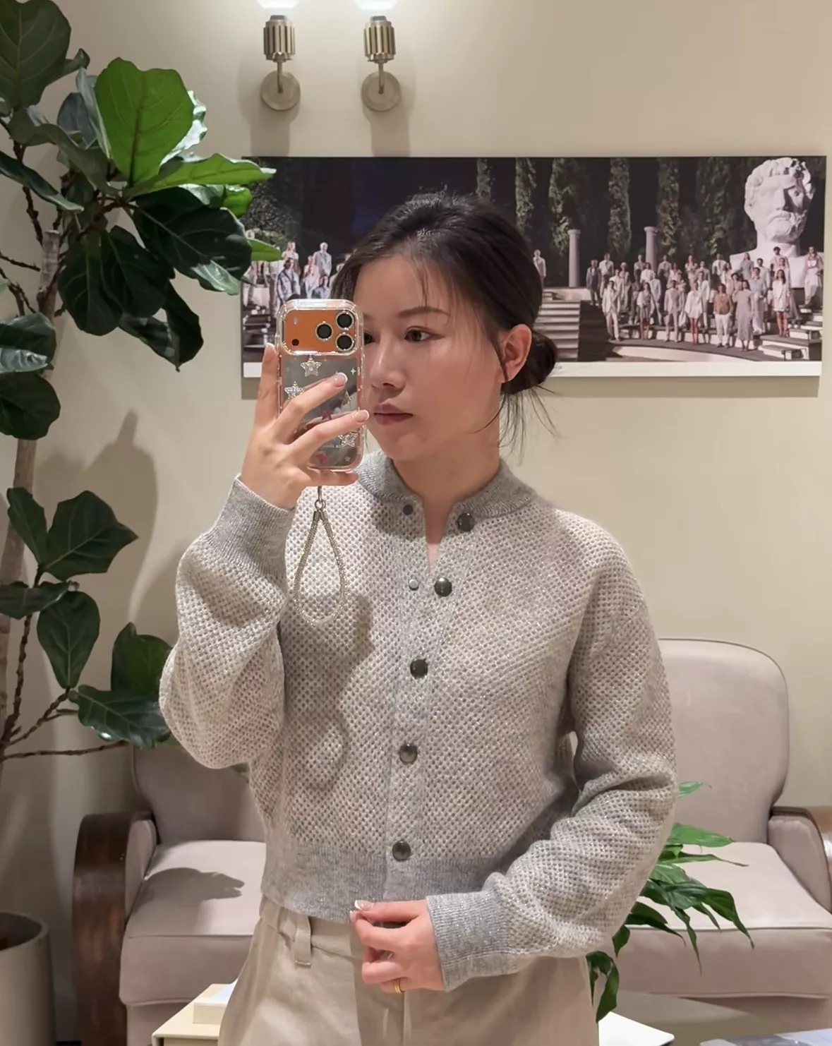 브루넬로쿠치넬리 멜란지 펀칭 니트 긴소매 가디건 상세 이미지 10