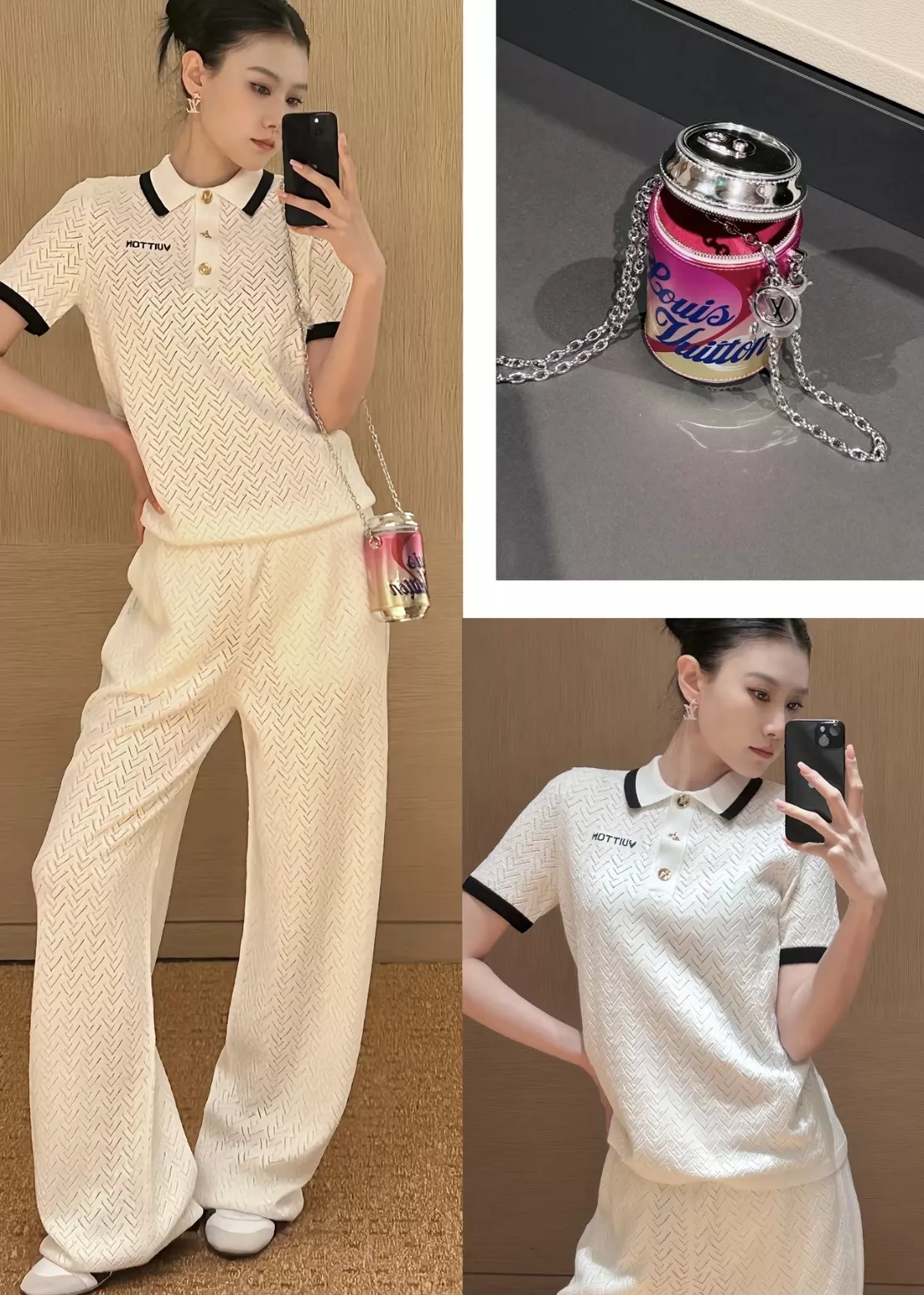 루이비통 펀칭 배색 카라 니트 티셔츠 상세 이미지 19