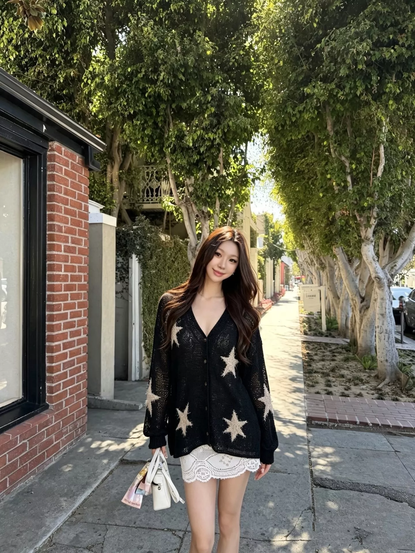 디올 오픈워크 스타 자카드 브이넥 니트 가디건 상세 이미지 15