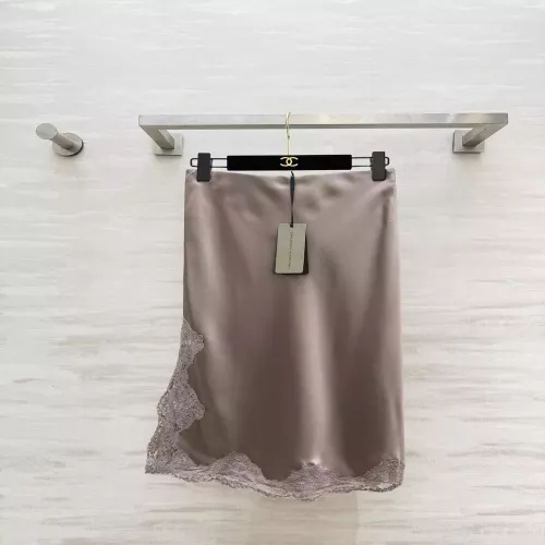 에르마노설비노 새틴 레이스 트리밍 언밸런스 스커트