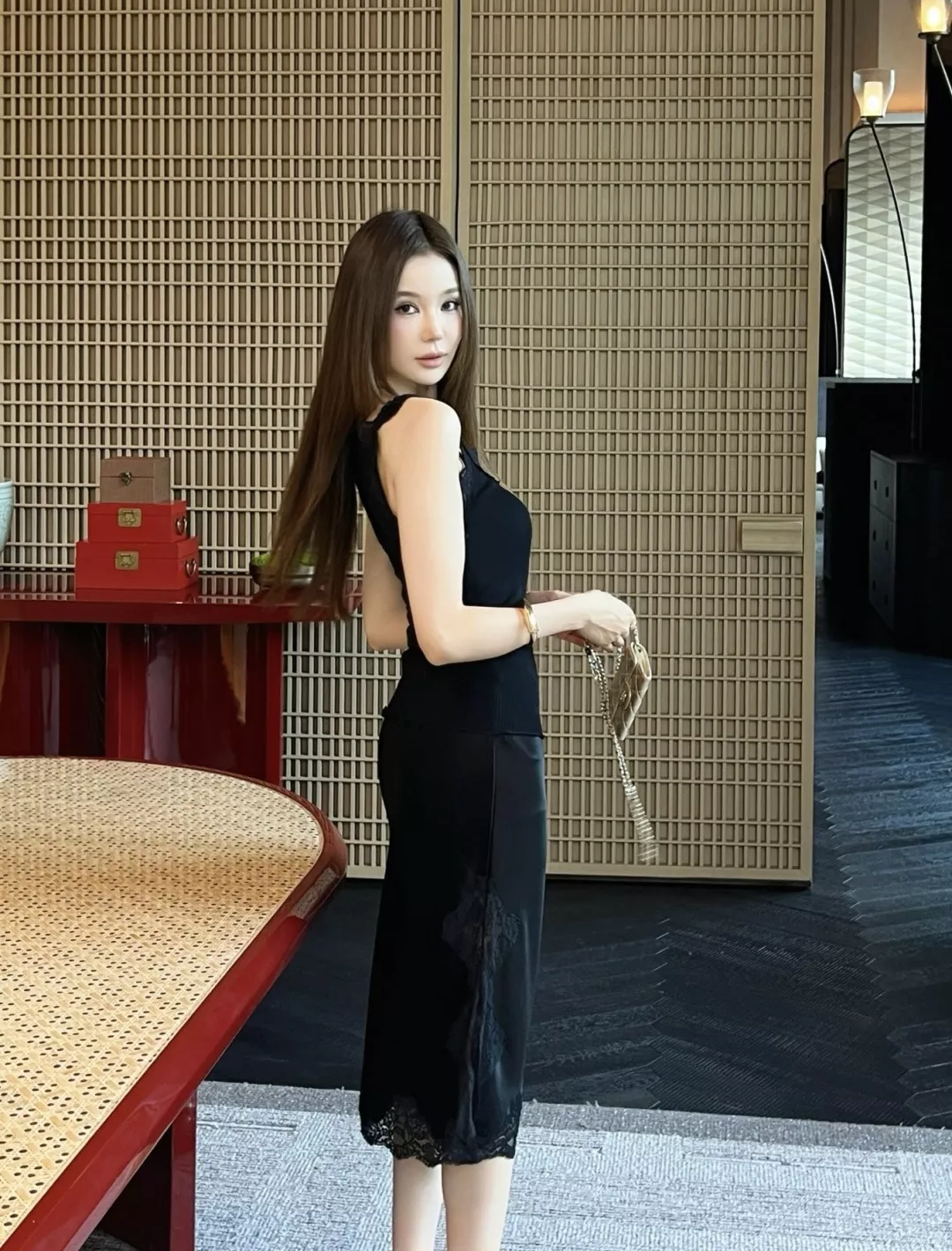 에르마노설비노 새틴 레이스 언밸런스 스커트 상세 이미지 13