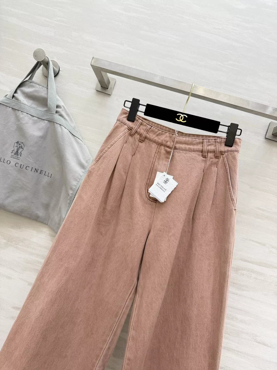 브루넬로쿠치넬리 워싱 와이드 레그 하이웨이스트 데님 팬츠 상세 이미지 3
