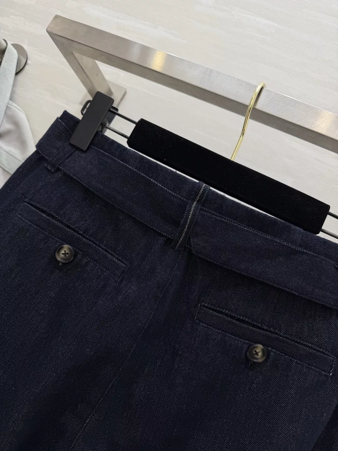 브루넬로쿠치넬리 원색 딥블루 벨트 와이드 데님 팬츠 상세 이미지 5