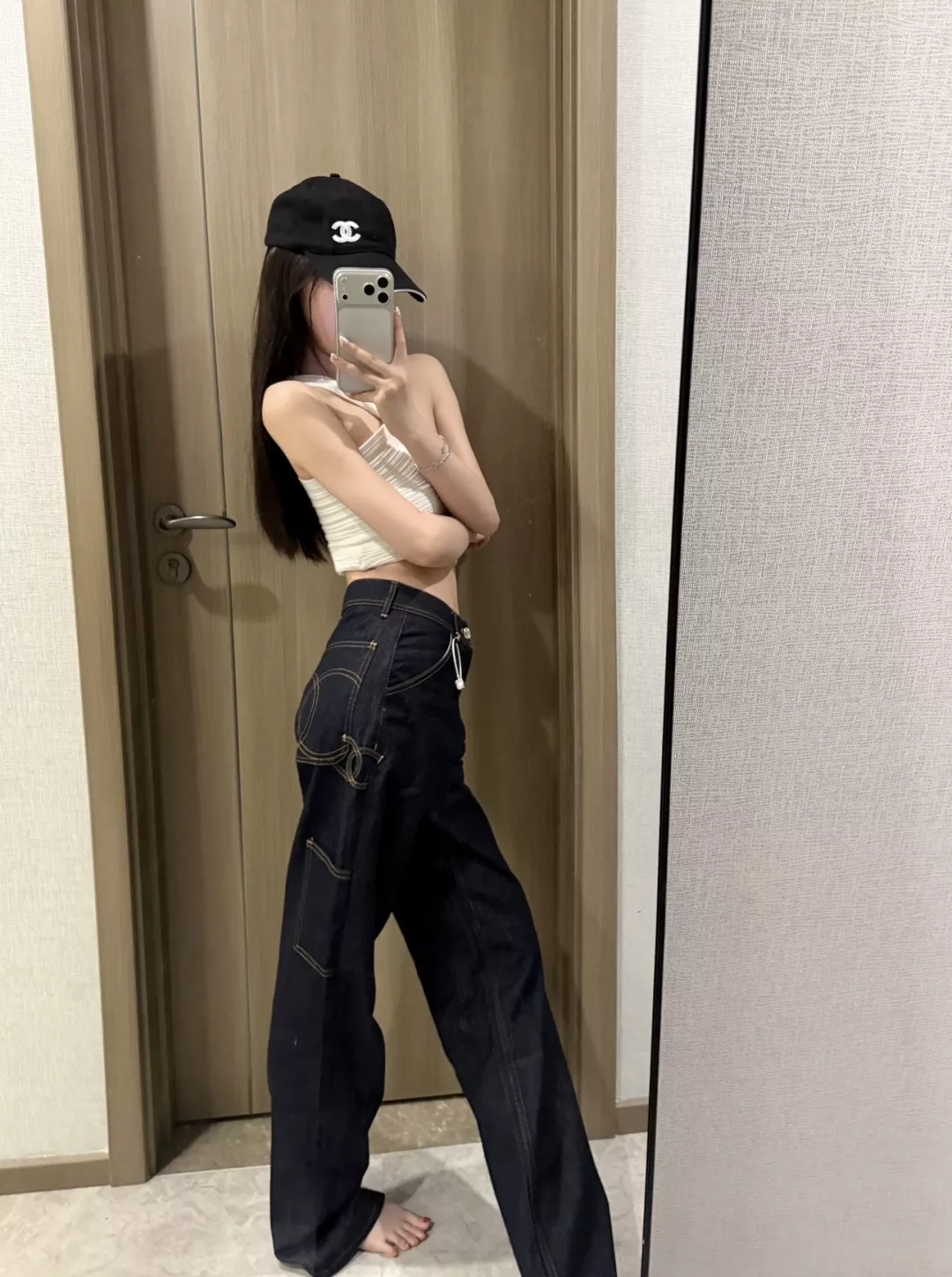 샤넬 사이드 가죽 패치 데님 팬츠 상세 이미지 41