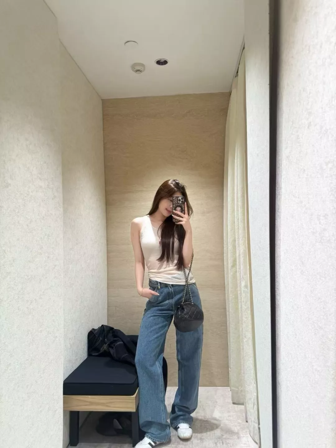 샤넬 사이드 가죽 패치 데님 팬츠 상세 이미지 11