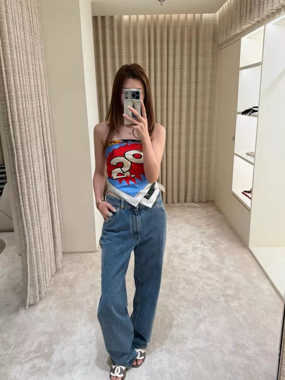 샤넬 사이드 가죽 패치 데님 팬츠 상세 이미지 16