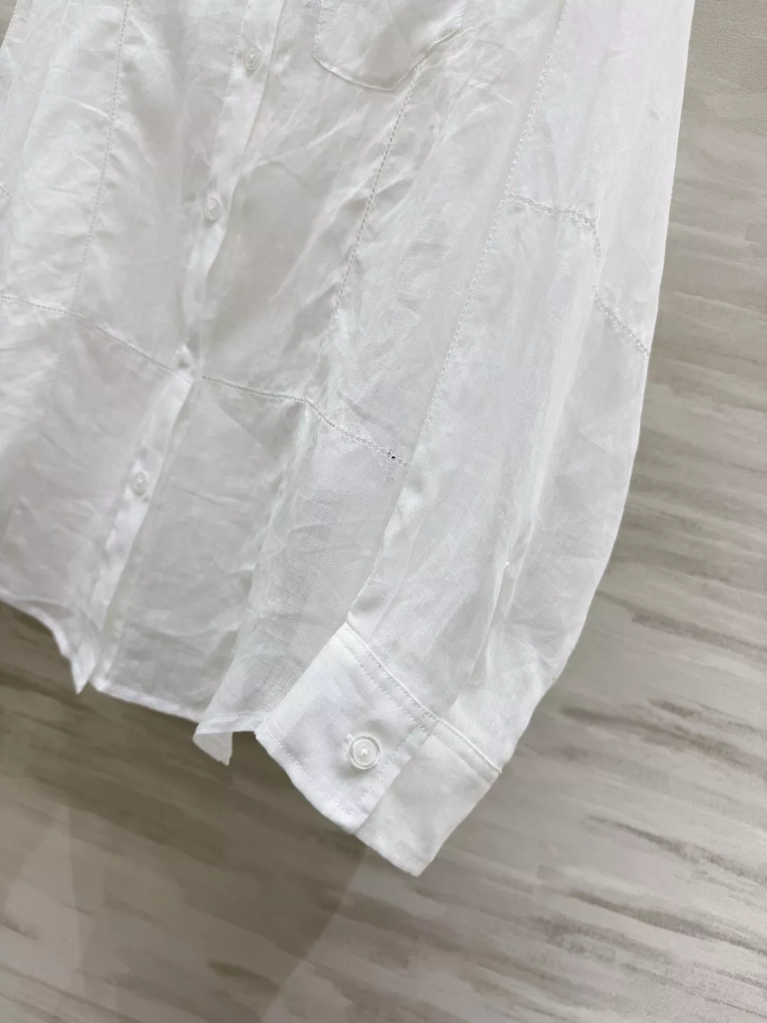 셀린느 펀칭 린넨 포켓 긴소매 셔츠 상세 이미지 6