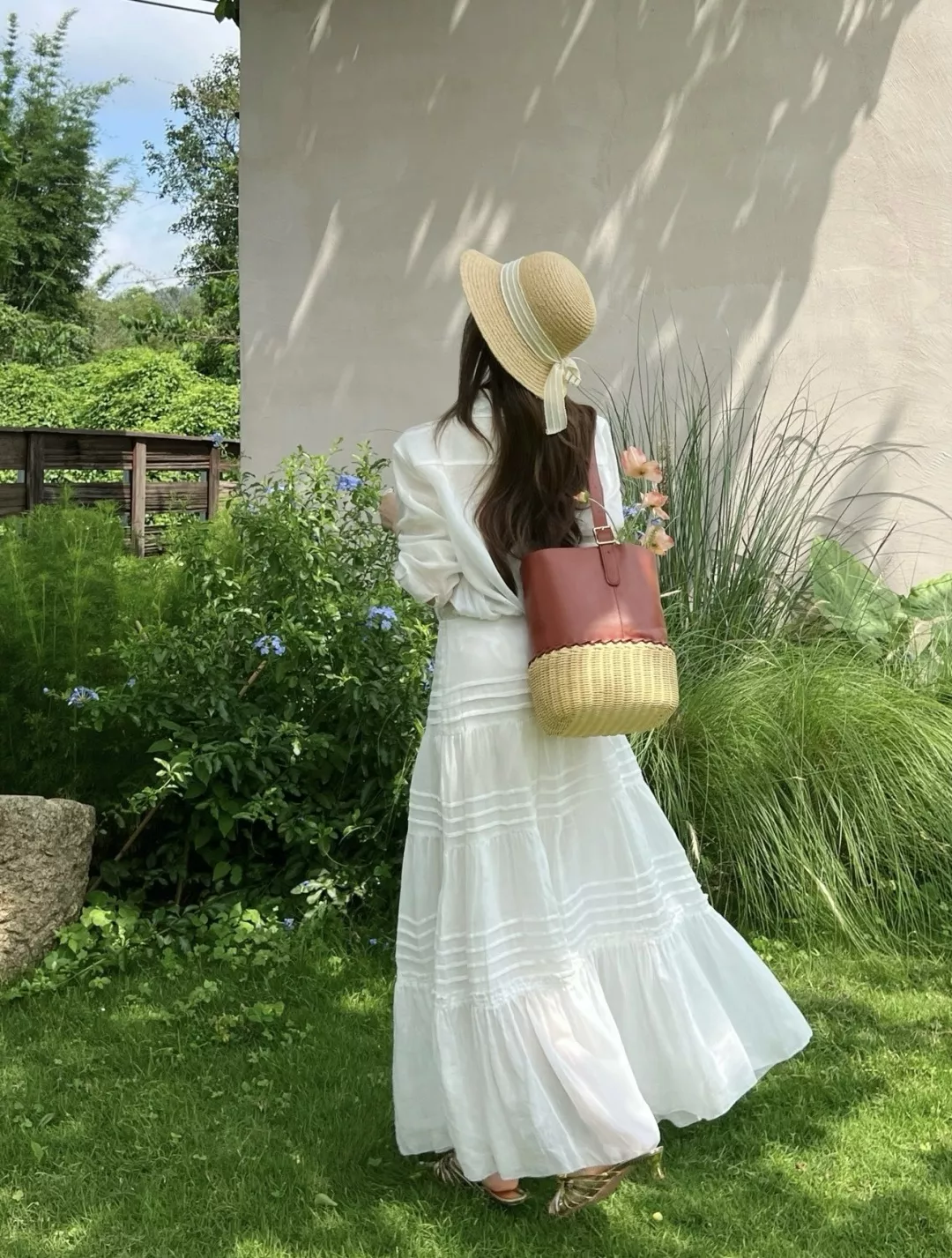 셀린느 화이트 레이어드 린넨 플리츠 롱 스커트 상세 이미지 12