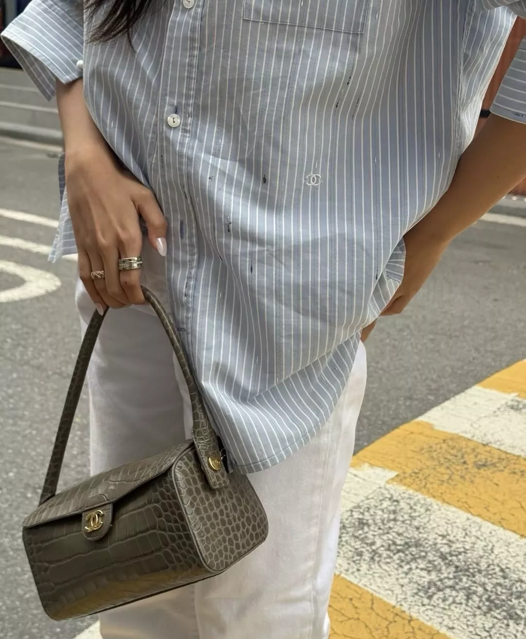 샤넬 컬러 도트 스트라이프 긴소매 셔츠 상세 이미지 31